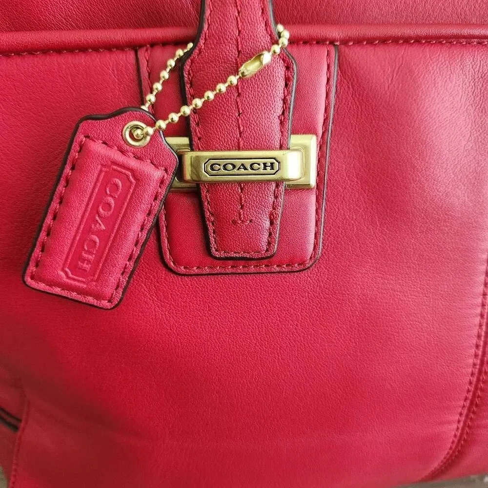 Coach Shoulder Bag‎ Taylor Red Leather Double  Handle Zipper Closure Tote
